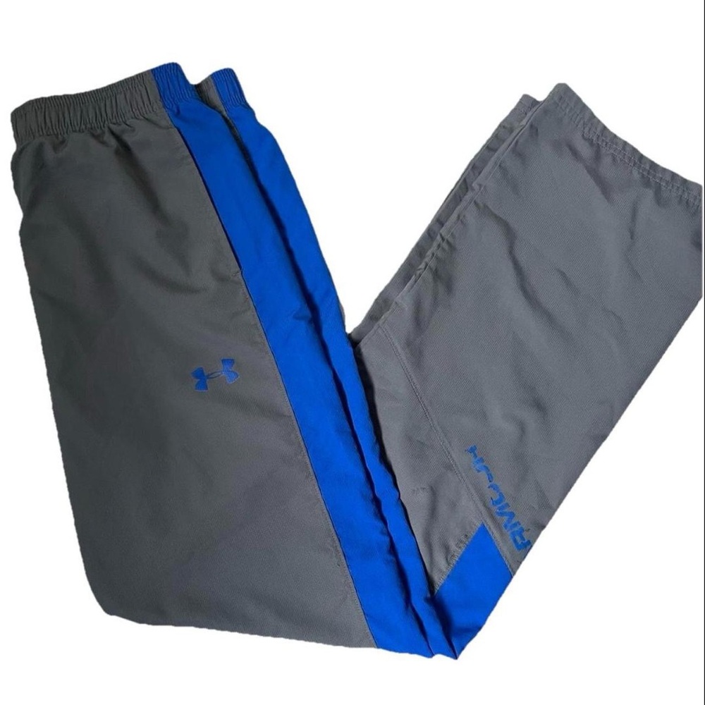 Vintage Youth Under Armour Windbreaker Tracksuit Pants Sportswear Gray/Blue